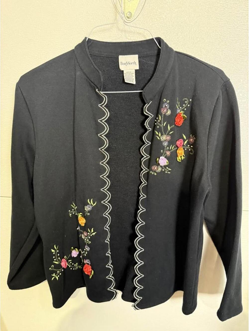 Vintage BonWorth Floral Embroidered Cardigan